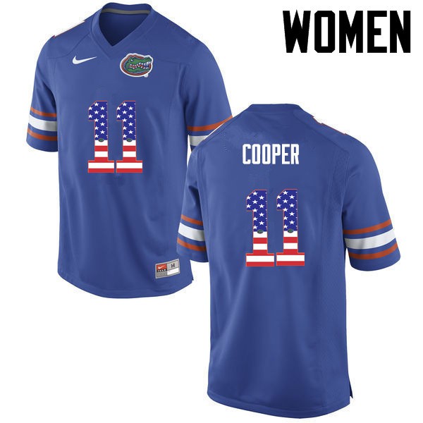 Florida Gators Women #11 Riley Cooper College Football USA Flag Fashion Blue